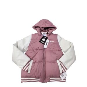 Nwt DKNY Down Insulated Girls size Medium 10/12 Outerwear Hooded Puffer Jacket